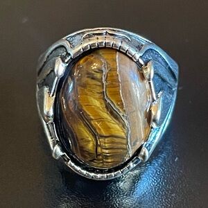 Vintage tigers eye stone S925 silver ring size 9